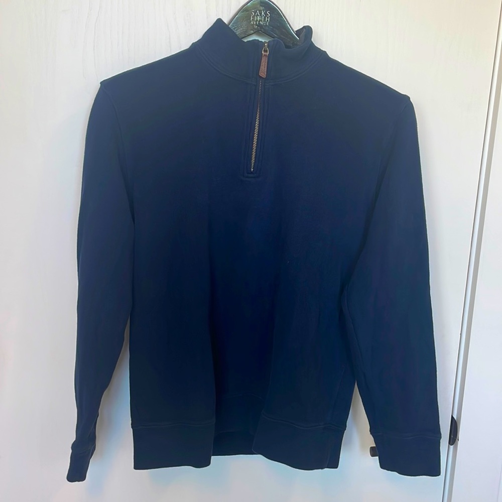 Lands’ End Navy Medium Men's Bedford Rib Quarter Zip Sweater